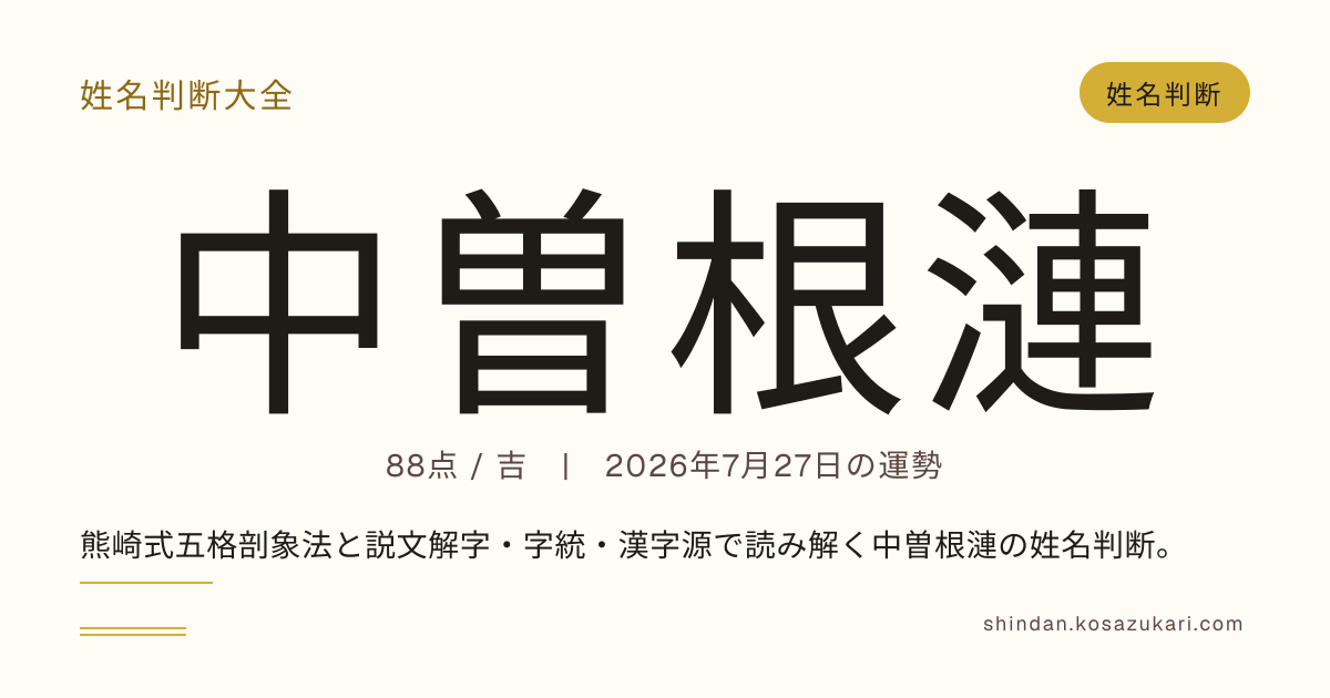 中曽根 漣 - 姓名判断