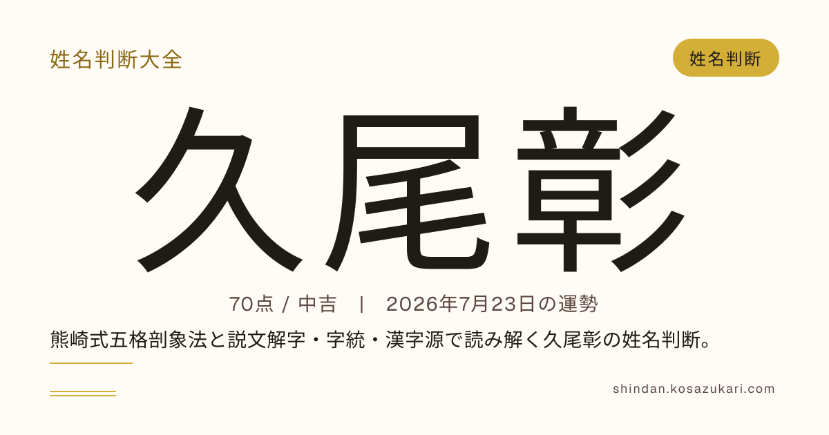 久尾 彰 - 姓名判断