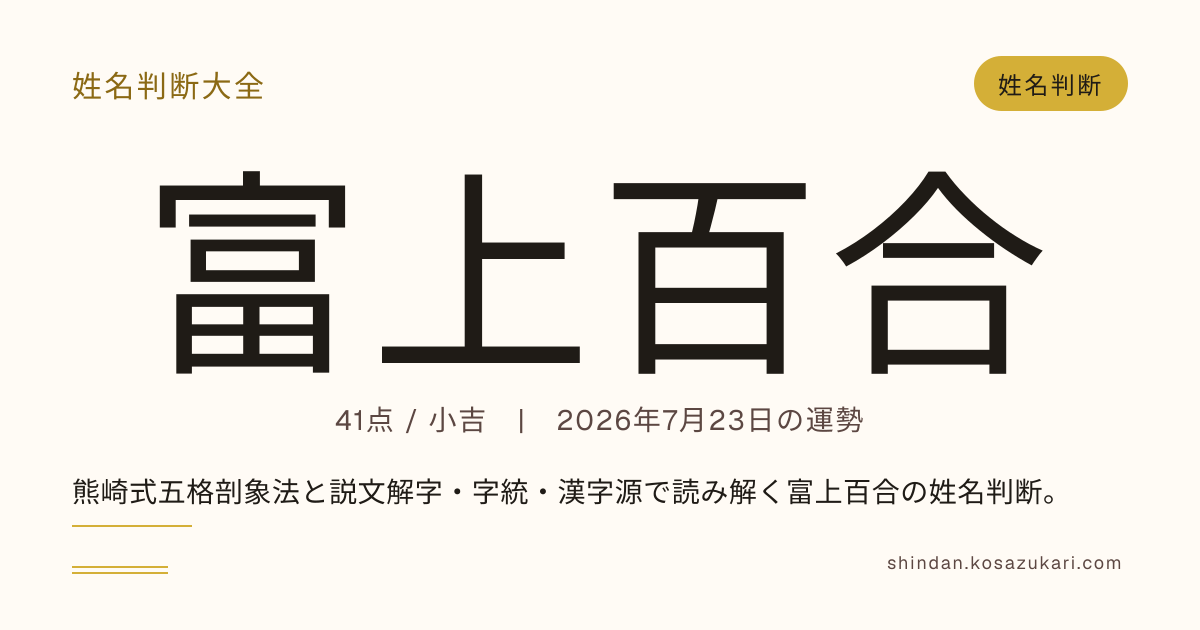 富上 百合 - 姓名判断