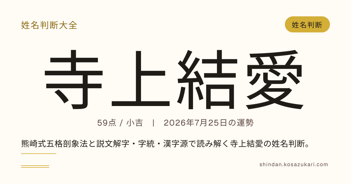 寺上 結愛 - 姓名判断