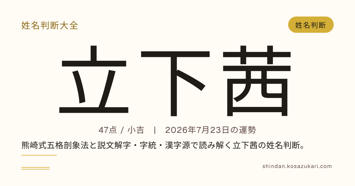 立下 茜 - 姓名判断